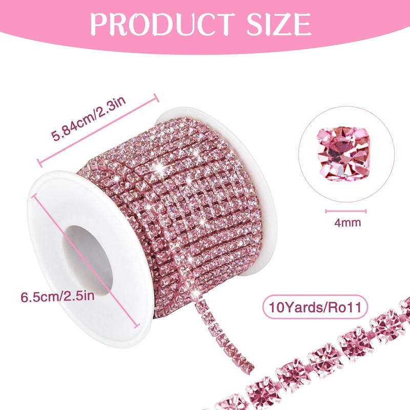 Dropower 4MM Crystal Rhinestone Close Chain Trim 10 Yards Rhinestone Banding Claw Cup Chain for Sewing Crafts, DIY Decoration, Jewelry, Clothing, Shoes Clear White - Image 2